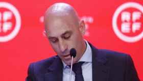 Luis Rubiales, presidente de la RFEF, en su comparecencia ante los medios de comunicación / EFE