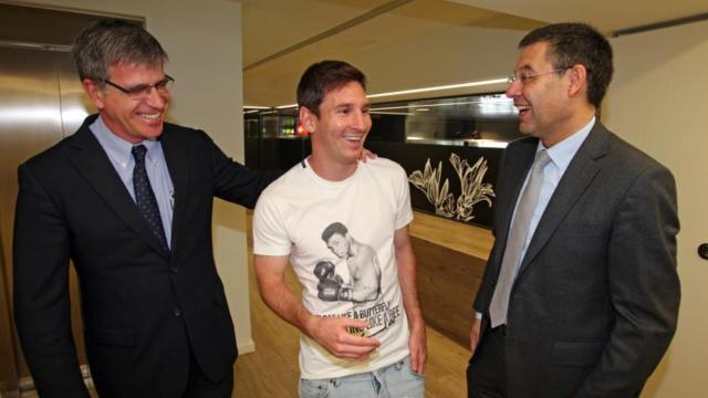 Mestre, Messi y Bartomeu en una imagen de archivo / FC Barcelona