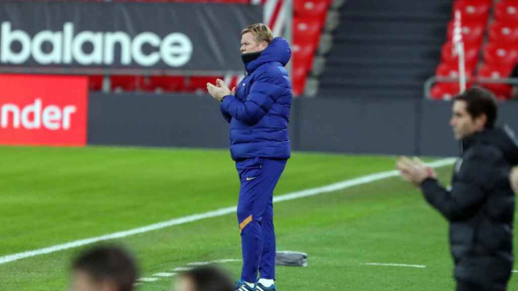 Ronald Koeman en la banda de San Mamés / FC Barcelona