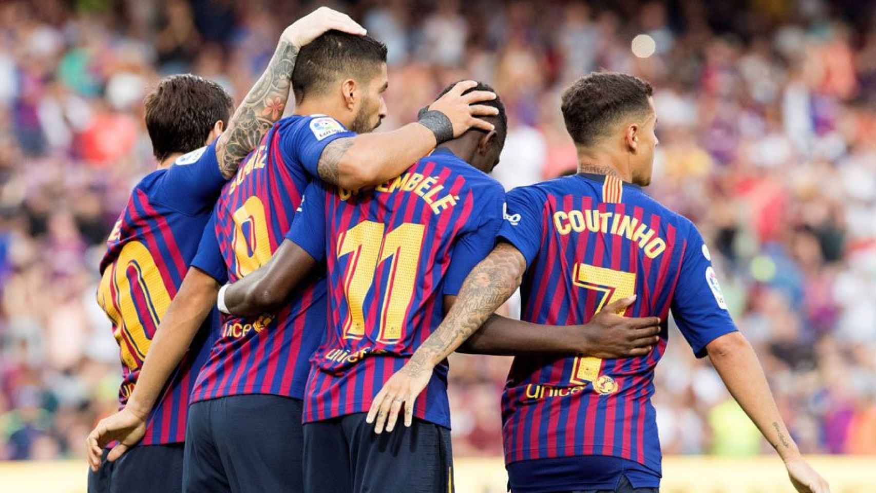 Messi, Luis Suárez, Coutinho y Dembelé o los cuatro fantásticos del Barça y sus dorsales / EFE