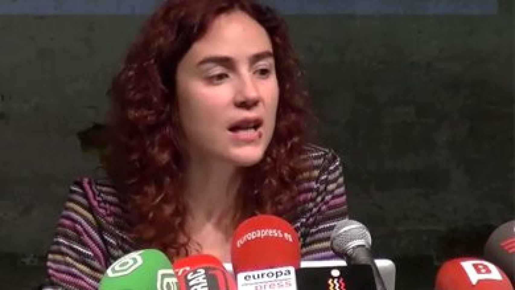 La Secretaria General de Podemos en Cataluña, Gemma Ubasart, en rueda de prensa este martes