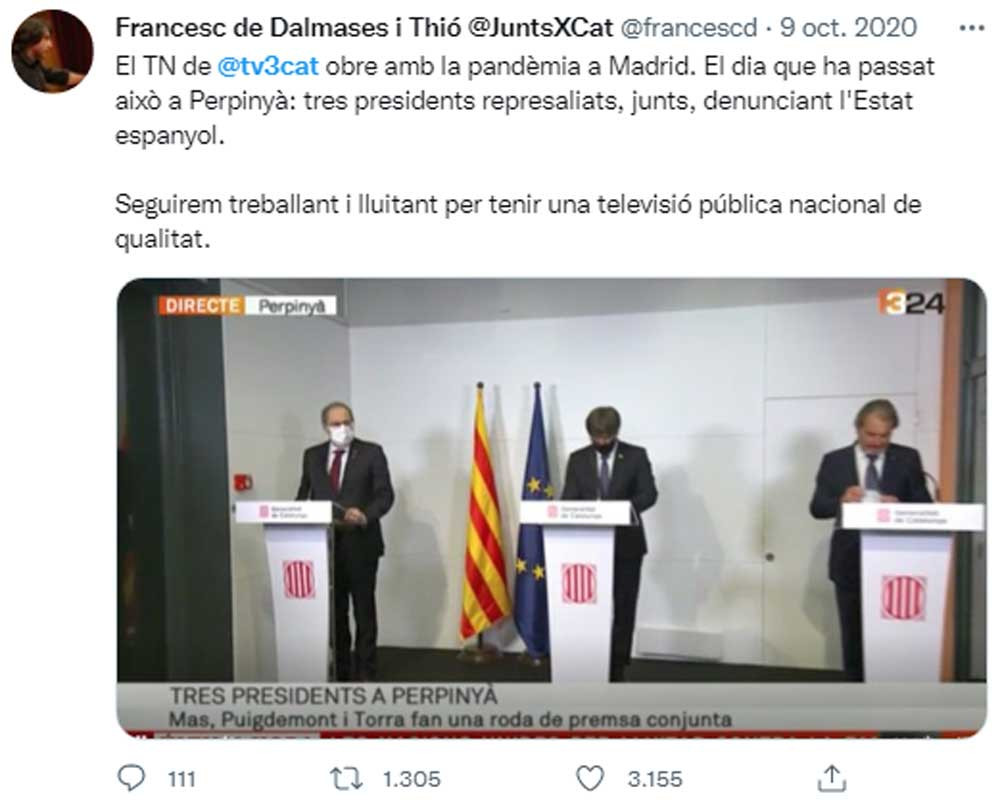 Dalmases, sugiriendo a los responsables del Telenotícies com qué tienen que abrir sus informativos