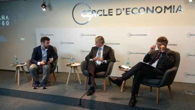 Diego Rubio Rodríguez, Javier Faus y Jaume Guardiola (de izquierda a derecha) en el análisis del informe España 2050 en el Círculo de Economía / CG