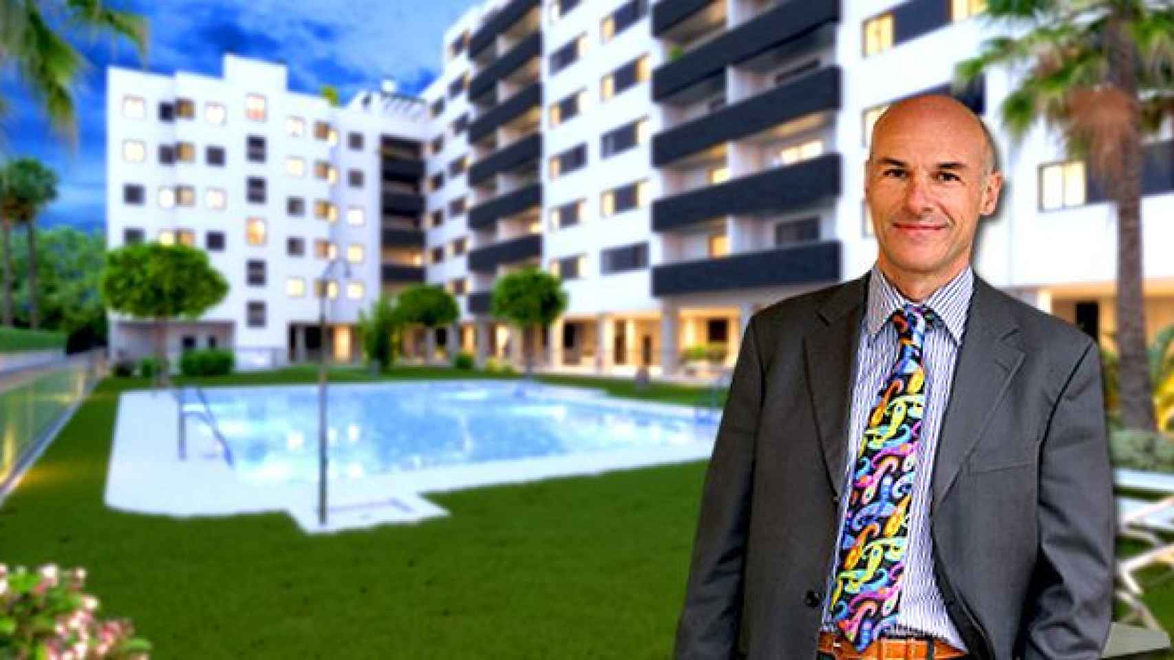 Bruno Figueras, exaccionista de referencia de Promociones Habitat, y uno de los proyectos de la inmobiliaria / FOTOMONTAJE DE CG