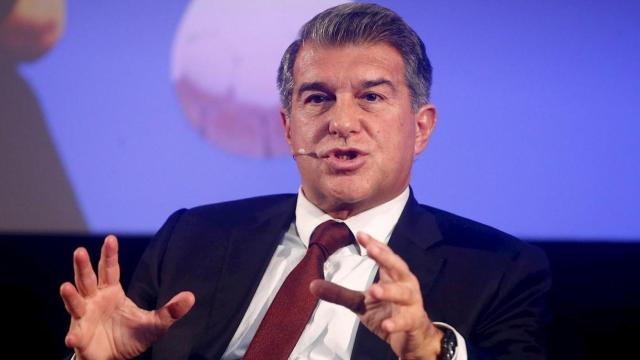 Joan Laporta, durante un acto con el Barça