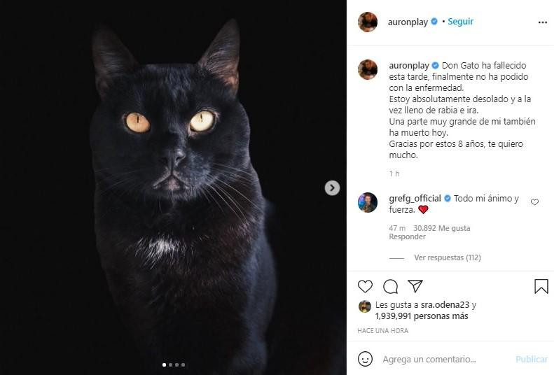 El comunicado de Auronplay sobre la muerte de Don Gato / INSTAGRAM