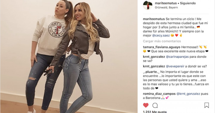 La foto en que Marité Matus se despide de Munich / Instagram