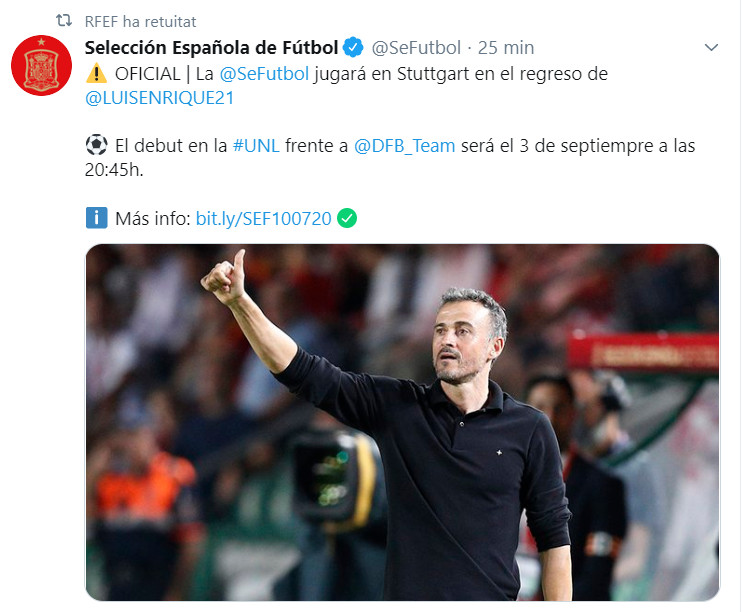 Publicación de la RFEF en Twitter / Redes