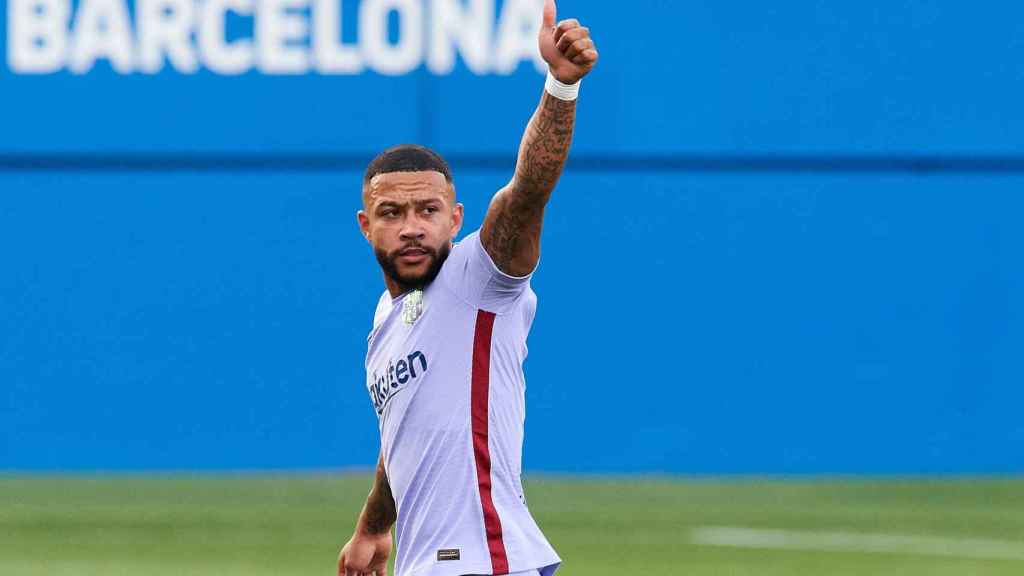 Memphis Depay celebrando su gol con el Barça / FC Barcelona