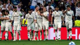 Los jugadores del Madrid celebran un gol frente a la Roma / EFE