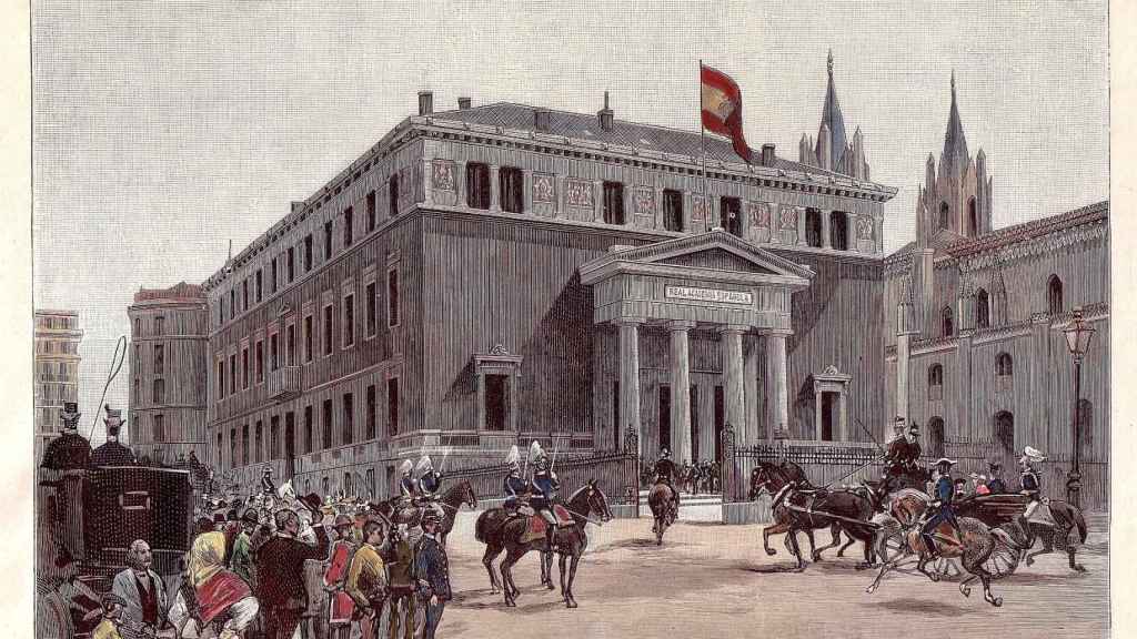 Ilustración del acto de inauguración del edificio de la Real Academia Española (1894) / JUAN COMBA