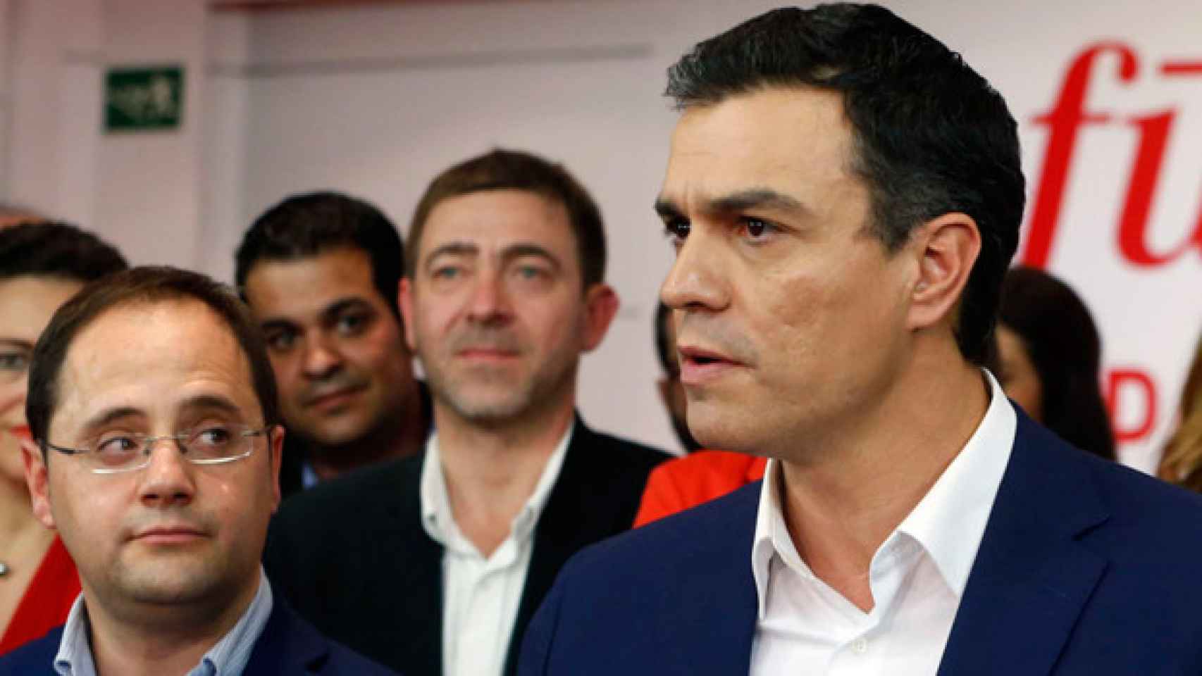 Pedro Sánchez, en la sede del PSOE, en la calle Ferraz de Madrid.