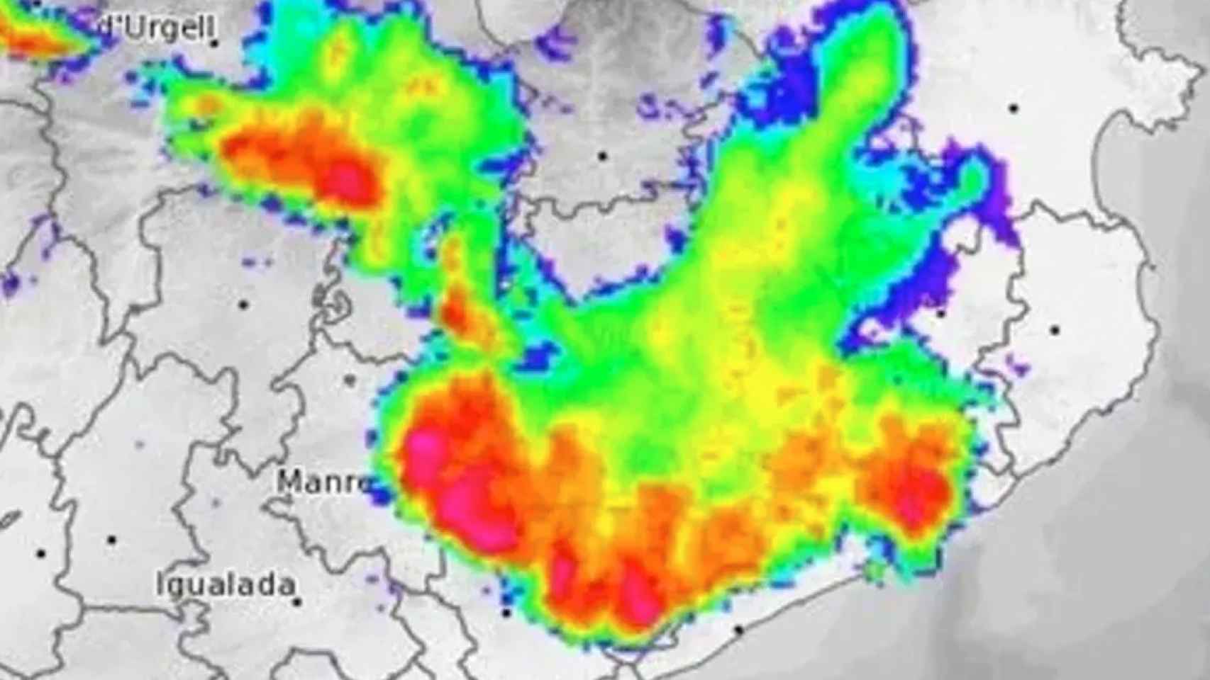 Mapa de las tormentas en Cataluña