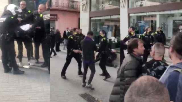 Tres imágenes del altercado en una procesión de Semana Santa en El Vendrell / CG