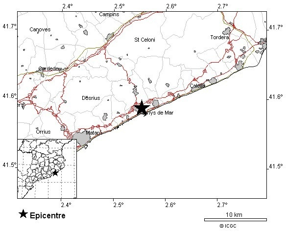 Imagen del terremoto de magnitud 2,7 en el Maresme (Barcelona) / ICGC