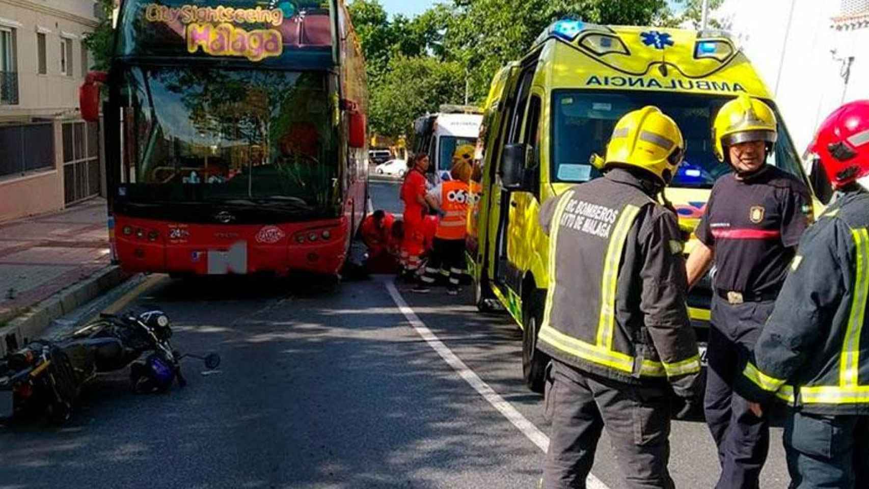 Imagen del accidente de motorista en Málaga