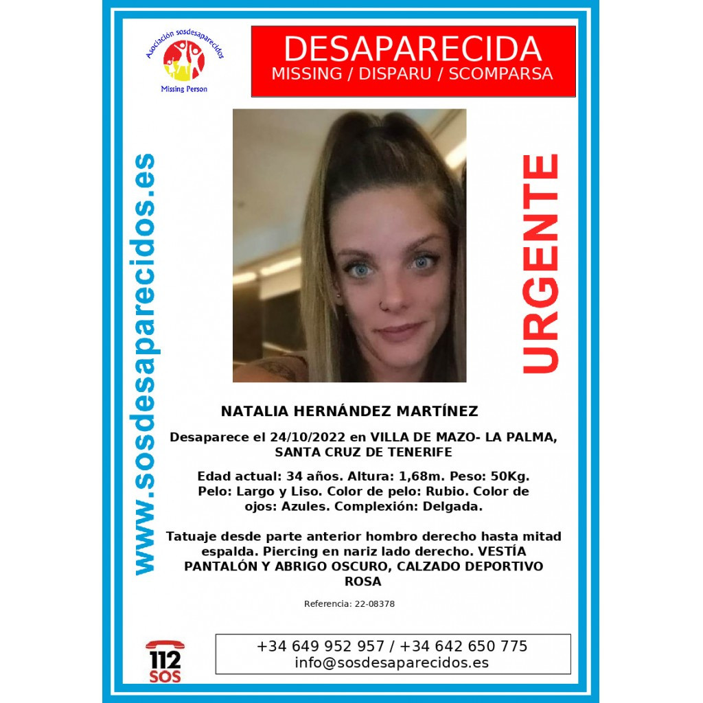 Aviso de desaparición de Natalia H.M.