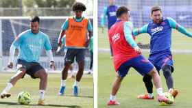 Los jugadores de Real Madrid y Barça, en un entrenamiento | Montaje Culemanía