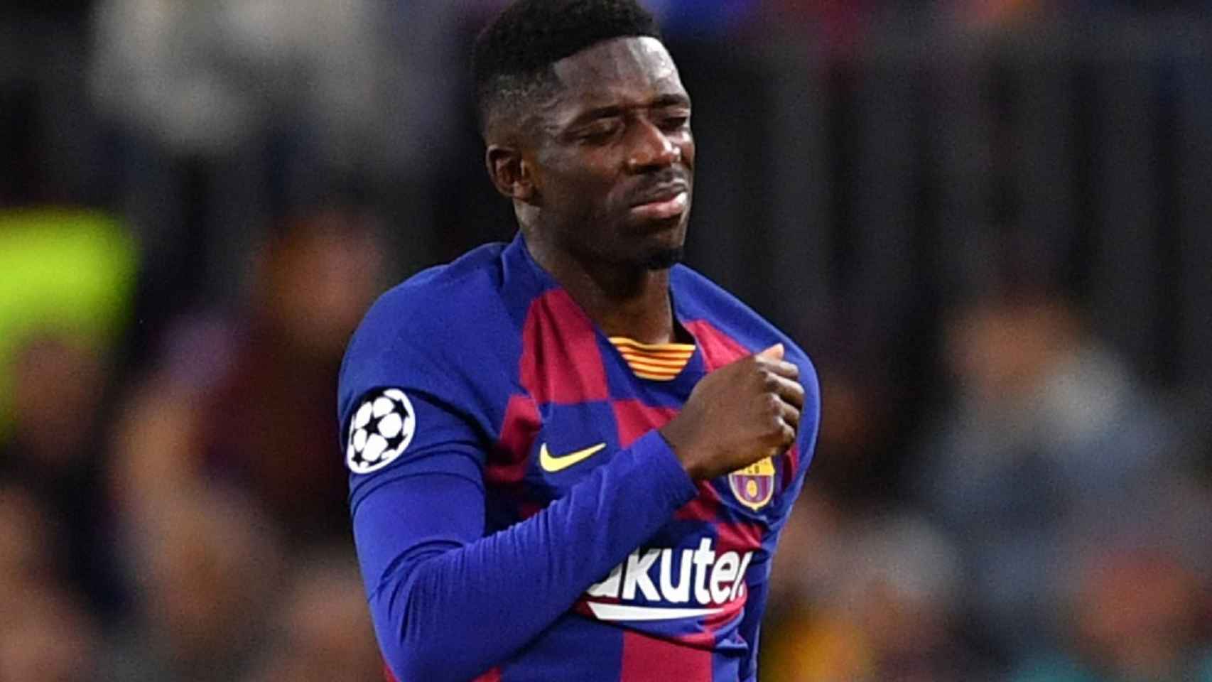 Dembelé lamentando una acción con el Barça / EFE