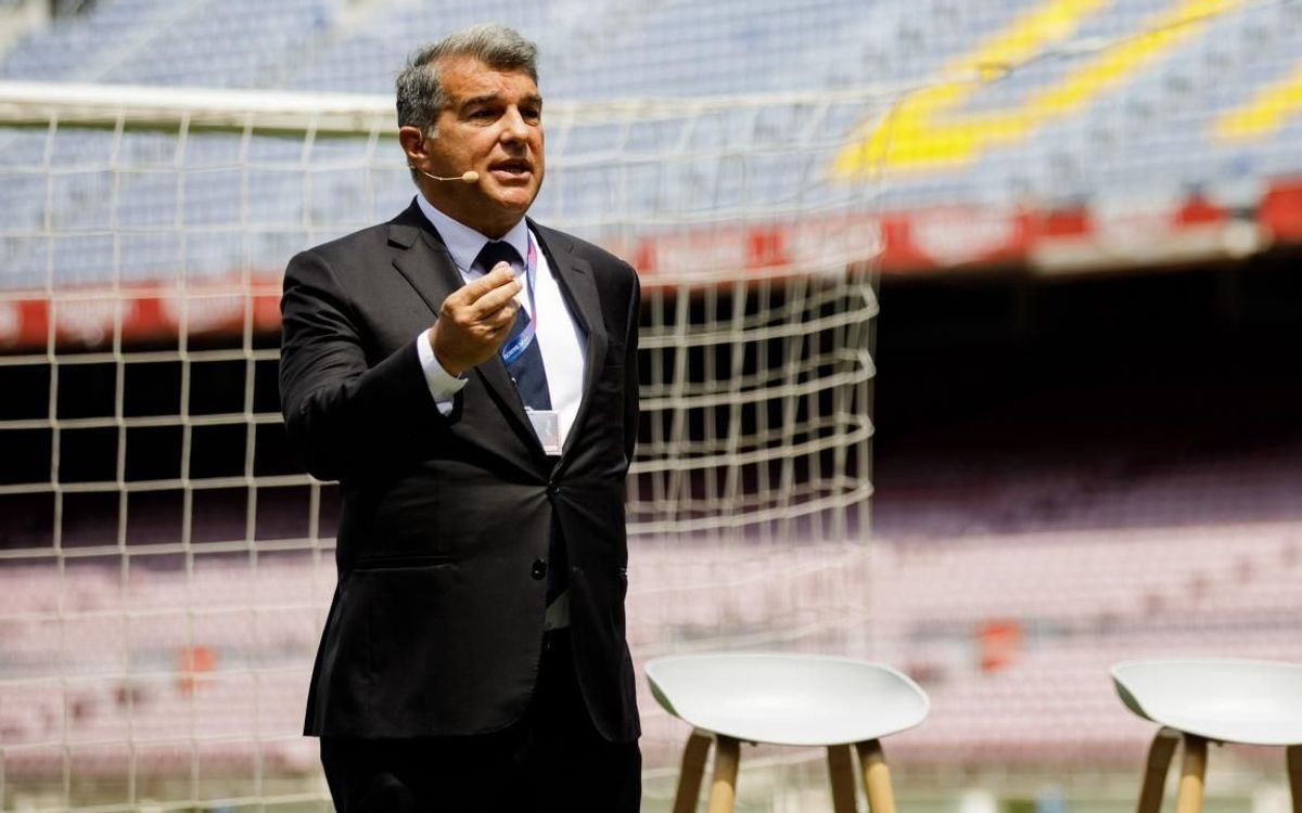 Laporta, en un acto del Barça en el Camp Nou / FCB