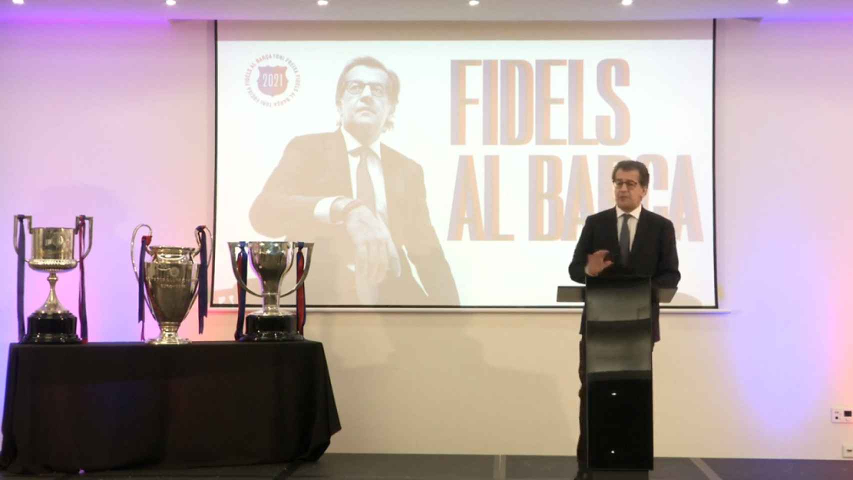 Toni Freixa en un acto de valoración de la campaña electoral / 'Fidels al Barça'