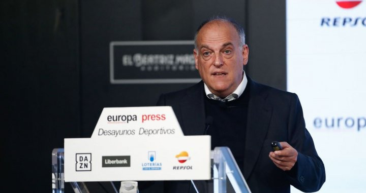 Javier Tebas en un acto de Europa Press / EFE