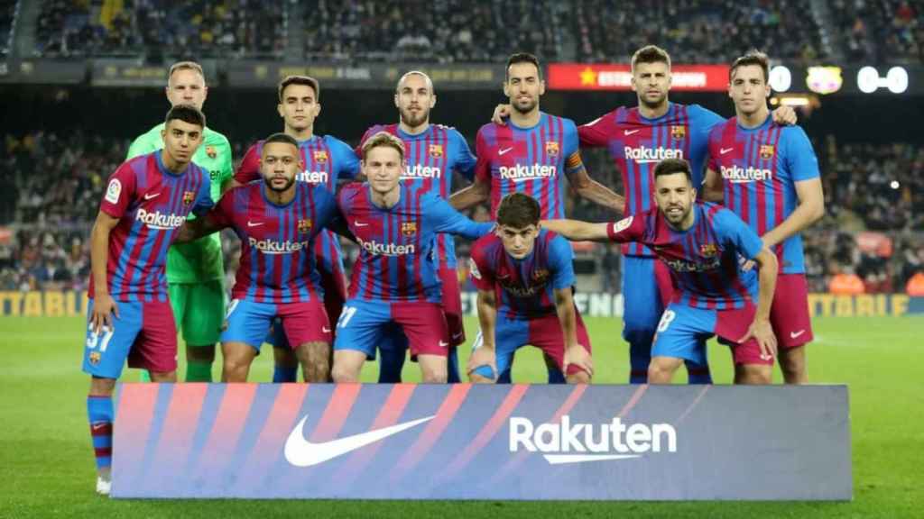 Jugadores del Barça en el derbi FCB