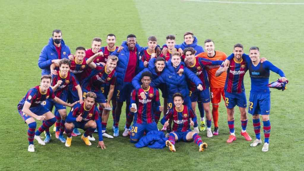 Los jugadores del Barça B celebrando su victoria ante el Ibiza / FCB