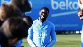 Una foto de Samuel Umtiti en su regreso a un entrenamiento del Barça / FCB