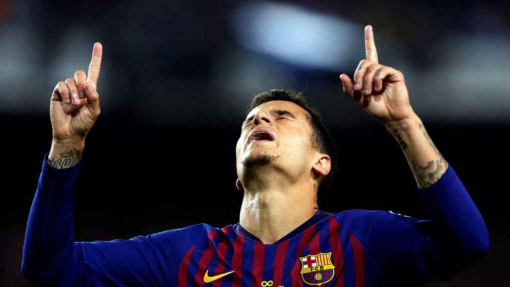 Coutinho celebra un gol con la camiseta del Barça / EFE