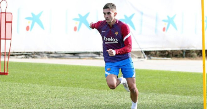 Ferran Torres, en uno de sus primeros entrenamientos con el Barça / FCB