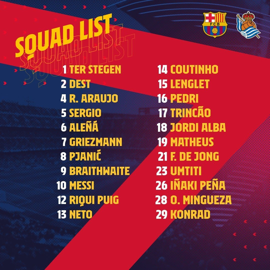 Los 23 elegidos de Koeman ante la Real Sociedad / FC BARCELONA