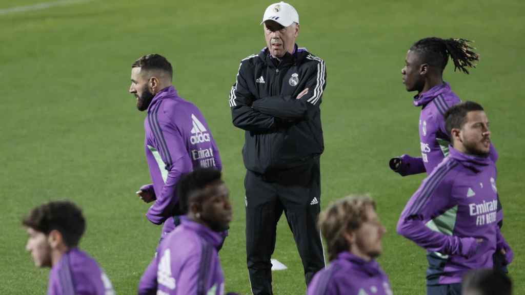 Carlo Ancelotti, durante un entrenamiento del Real Madrid en Arabia Saudí / EFE