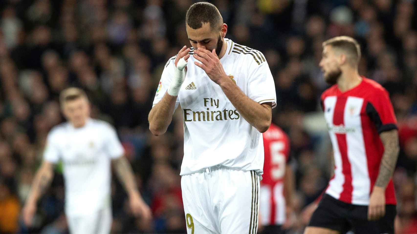 Karim Benzema en un partido contra el Athletic / EFE