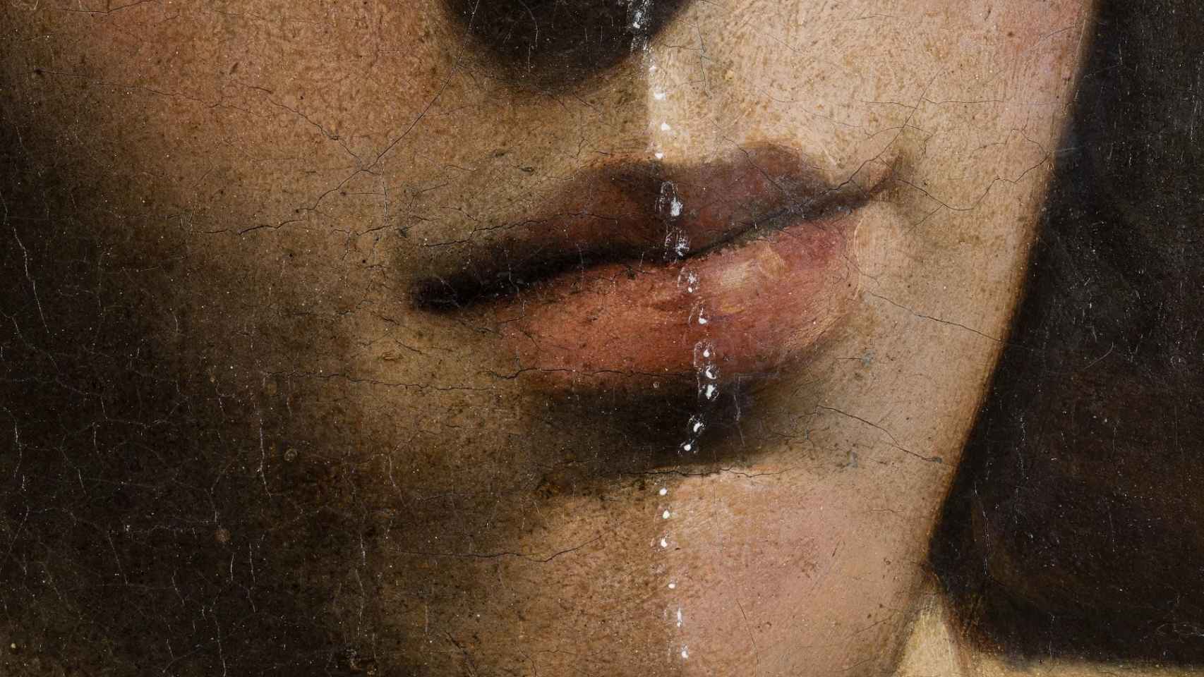 Detalle del proceso de eliminación de los barnices alterados en la ‘Santa Catalina’ de Caravaggio / MUSEO THYSSEN