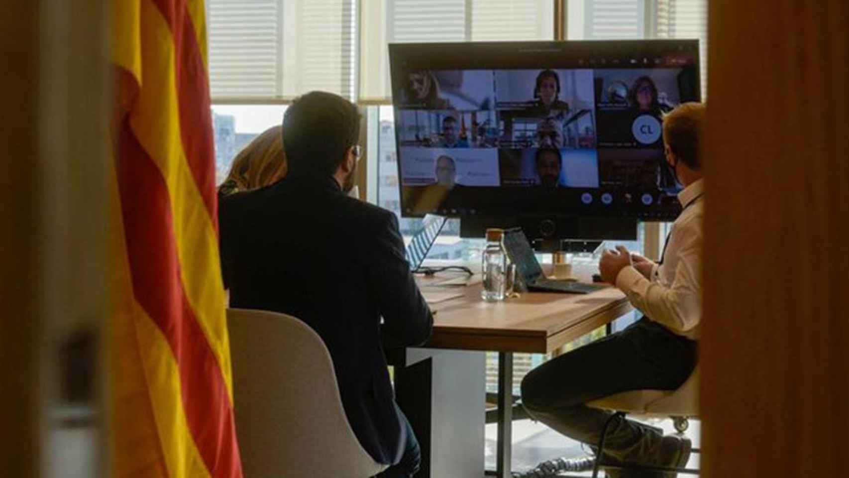 Reunión del vicepresidente del Govern, Pere Aragonès, con otros consejeros para abordar el sistema de ayudas a los autónomos / GOVERN