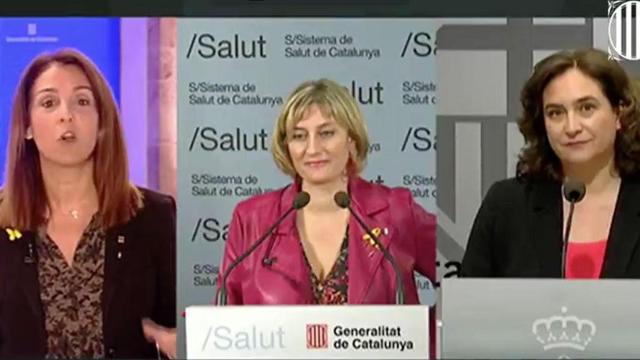Meritxell Budó, Alba Vergés y Ada Colau en rueda de prensa / GOVERN