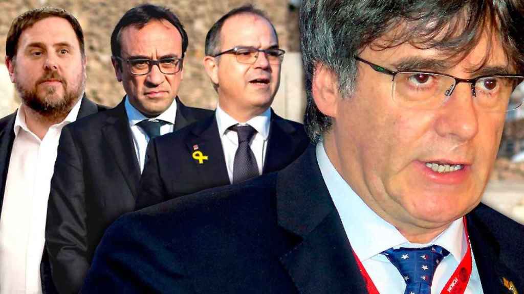 Junqueras, Rull y Turull tras Carles Puigdemont / FOTOMONTAJE DE CG