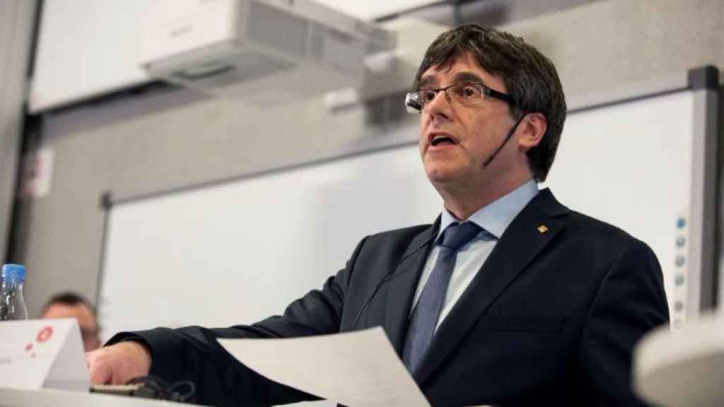 El expresidente catalán y candidato a la reelección, Carles Puigdemont, en una comparecencia anterior / EFE