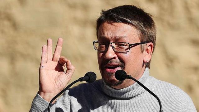 Xavier Domènech, en el mitin central de Catalunya en Comú Podem en Barcelona hoy sábado / EFE