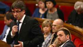 Carles Puigdemont, presidente de la Generalitat de Cataluña, en una intervención en el Parlament en junio.