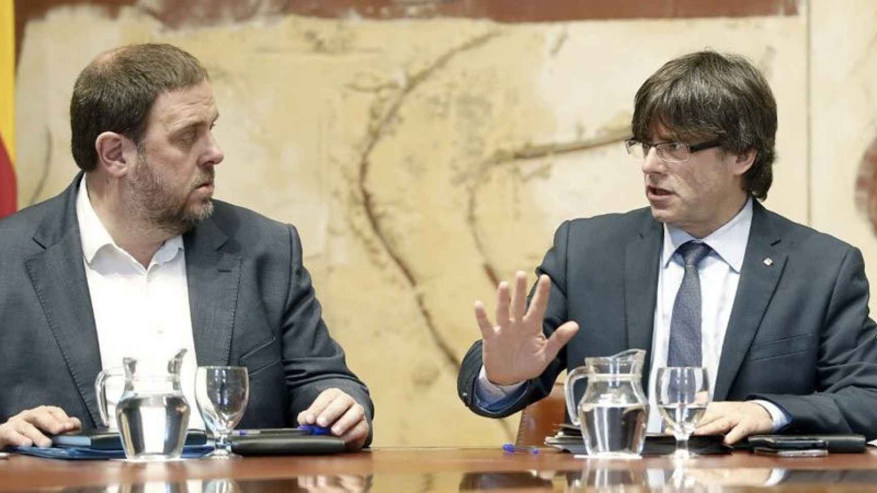 Oriol Junqueras y Carles Puigdemont, vicepresidente y presidente de la Generalitat, respectivamente.