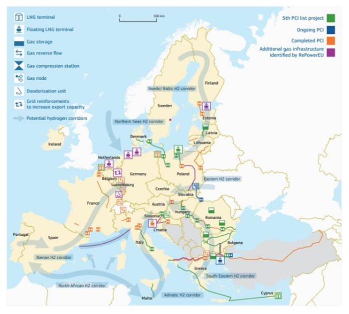Mapa europeo de infraestructuras para el gas