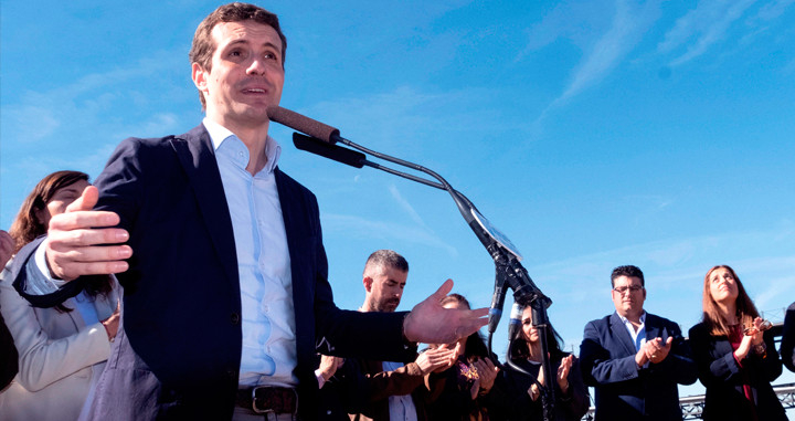 Pablo Casado, presidente del PP, en un acto en Huelva ayer / CG