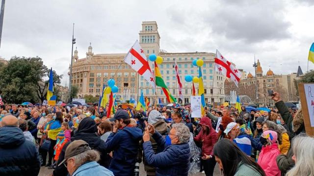 Imagen de la protesta contra la guerra en Ucrania en Barcelona / EP