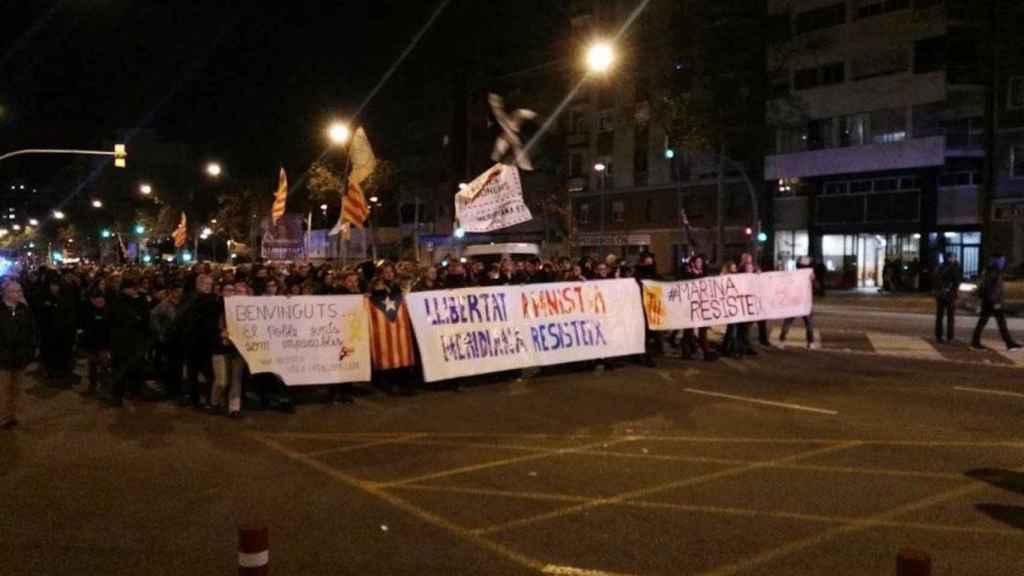 Manifestantes durante los cortes de la Meridiana / TWITTER