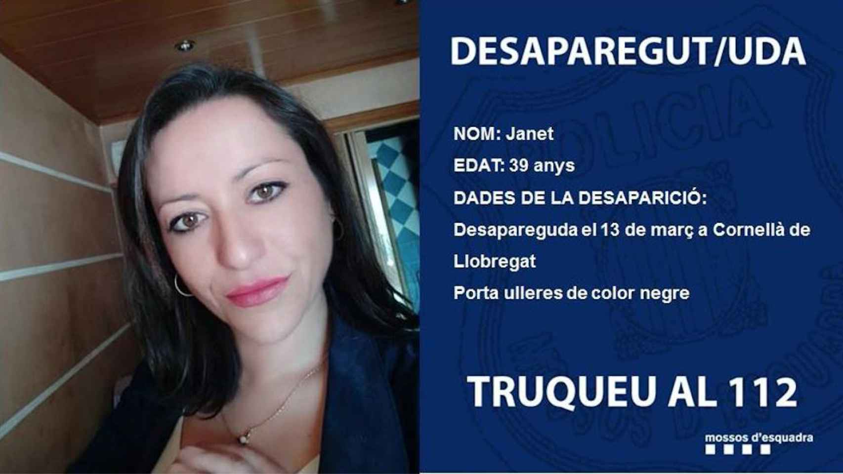 Fotografía de Janet Jumillas difundida por la policía catalana / MOSSOS