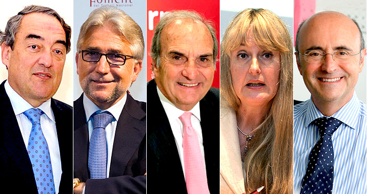 Juan Rosell, Josep Sánchez Llibre, Joaquin Gay de Montellá, María Helena de Felipe y Joan Roget. CEOE y Foment, tensión sucesoria / CG