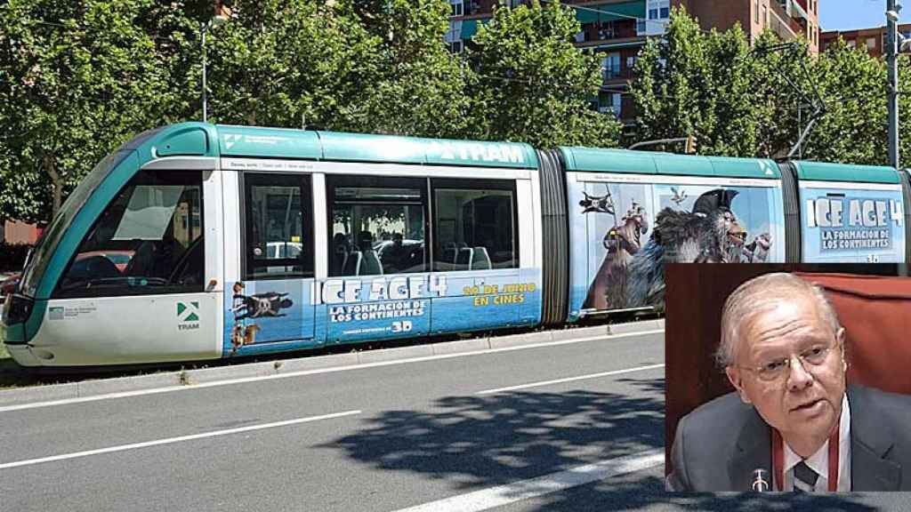 El presidente de Moventia y vicepresidente de FemCat, Miquel Martí Escursell, y una imagen del Tram de Barcelona