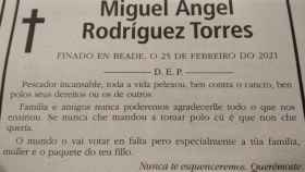 La divertida esquela de Miguel Ángel Rodríguez Torres / FARO DE VIGO